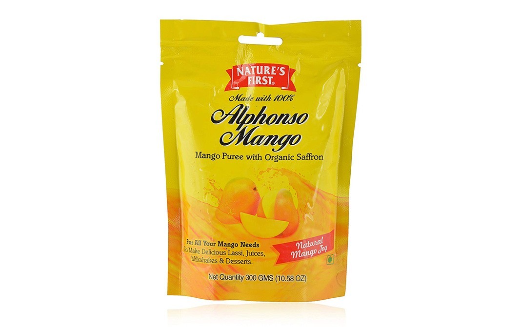 Nature's First Alphonso Mango (Mango Puree With Organic Saffron)   Pack  300 grams